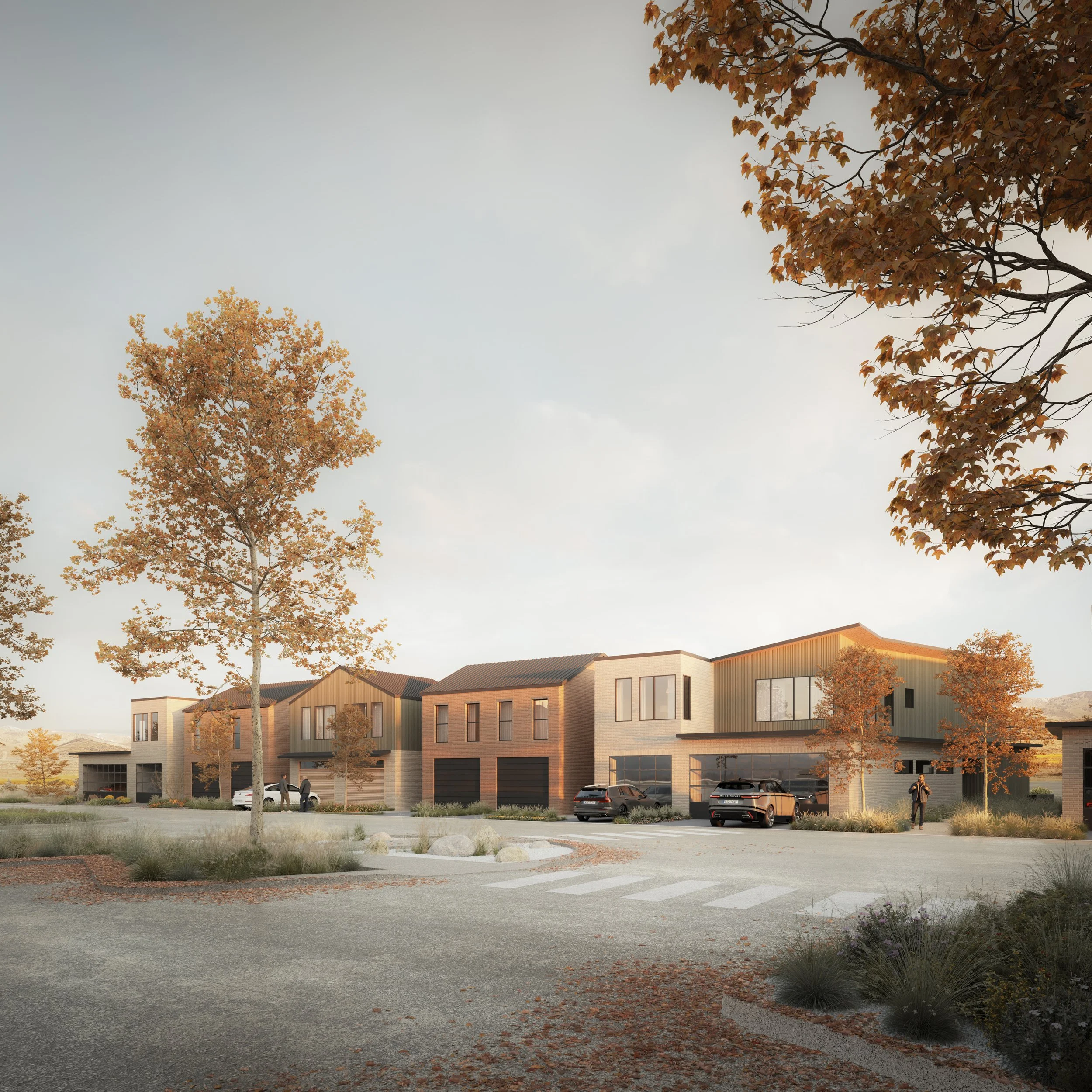 Rendering of townhomes at Studio Crossing